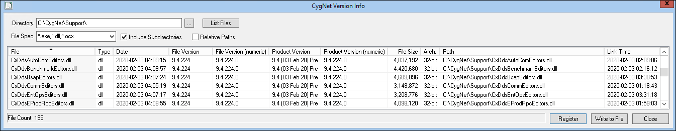 CygNet Version Info